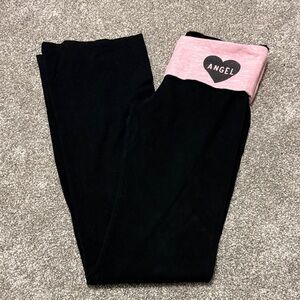 Y2K Victoria Secret Fold Over Pink Stripped Flare Leggings